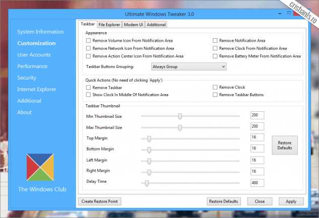 Ultimate Windows Tweaker - Customization