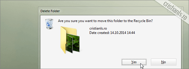 confirmare trimitere fisiere in Recycle Bin
