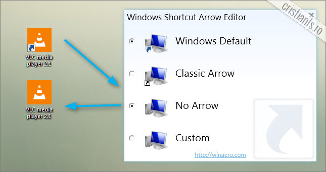 elimina sageti shortcuts