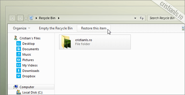 restaurare fisiere din recycle bin
