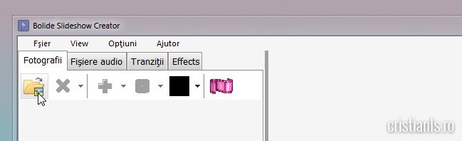 adaugare poze in slideshow creator