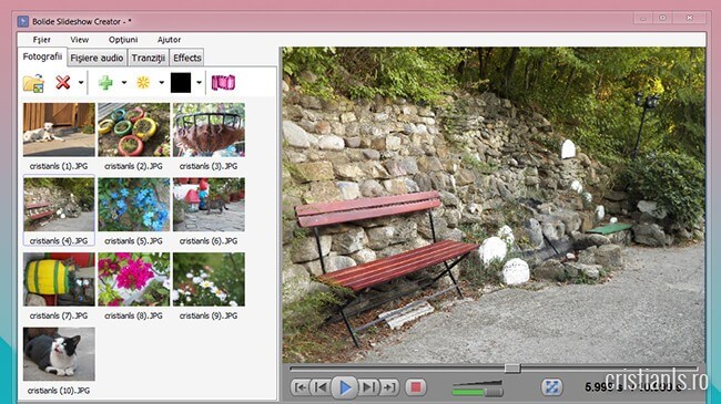 Slideshow Creator - program de făcut filmulete din poze, cu muzică de fundal