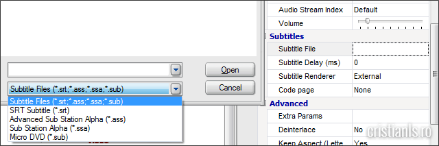 functie de adaugare a subtitrarilor