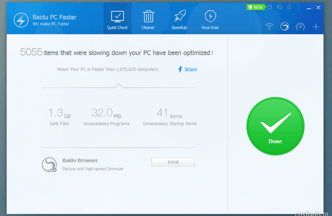 Probleme remediate cu Baidu PC Faster