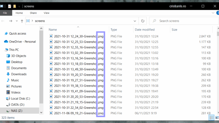 Windows Explorer afișează extensiile fișierelor