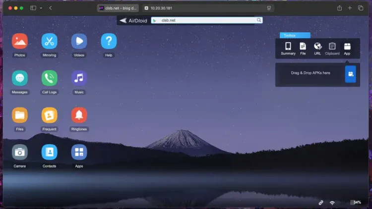 AirDroid pe desktop, prin Browser