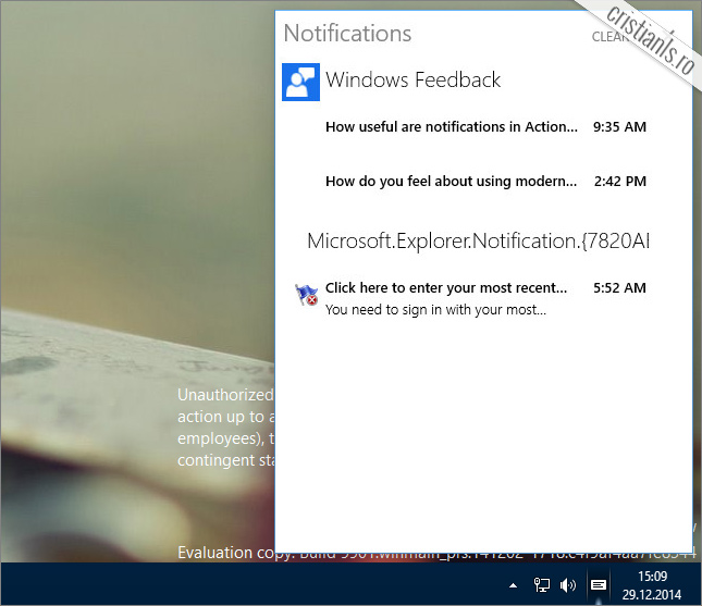 centrul de notificari windows 10