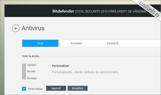 bitdefender setari personalizate