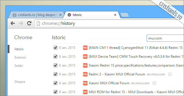 elimina site-uri specifice din istoricul google chrome