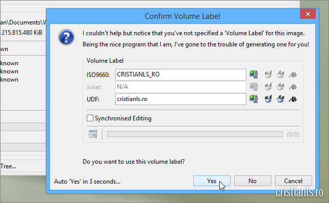 Confirm Volume Label