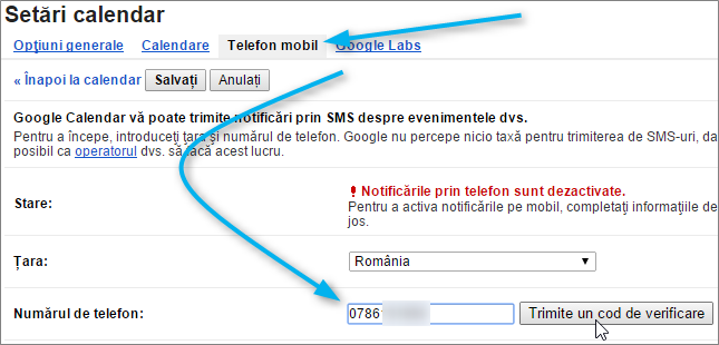 configurare telefon mobil google calendar