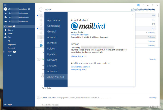 Mailbird versiunea 21