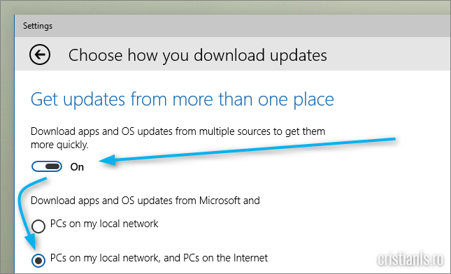 descarcarea actualizarilor din mai multe surse