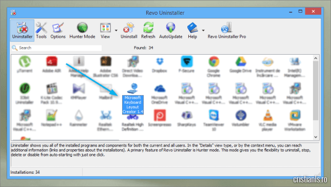 dezinstalarea programelor cu revo uninstaller