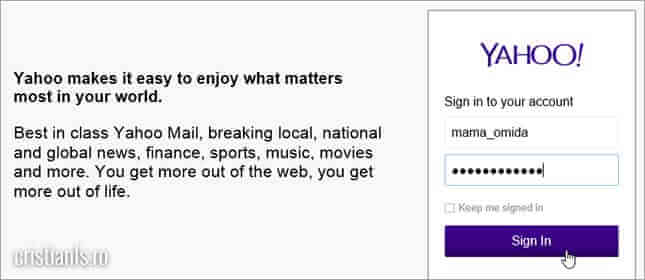 logare in contul de yahoo