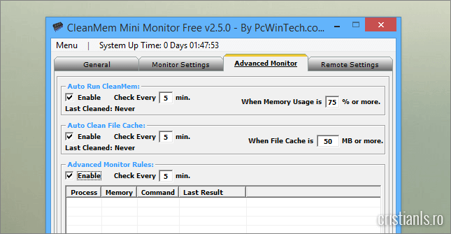 program de monitorizat si optimizat memoria ram