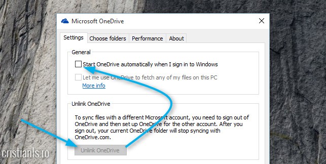 deconectare si oprire pornire automata onedrive