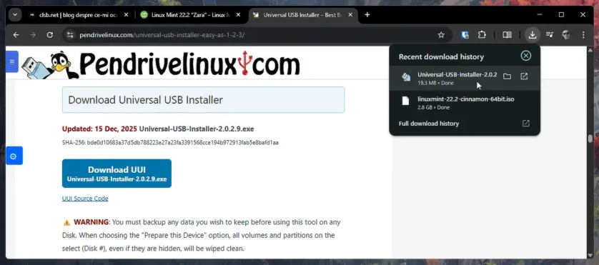 Instalare Universal USB Installer