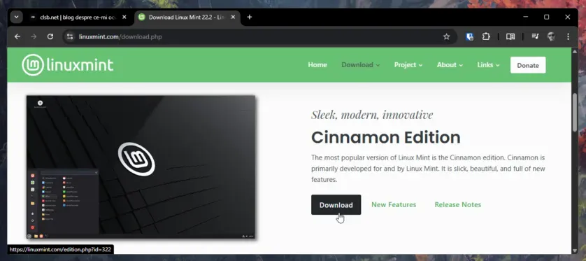 pagina oficială de download a Linux Mint