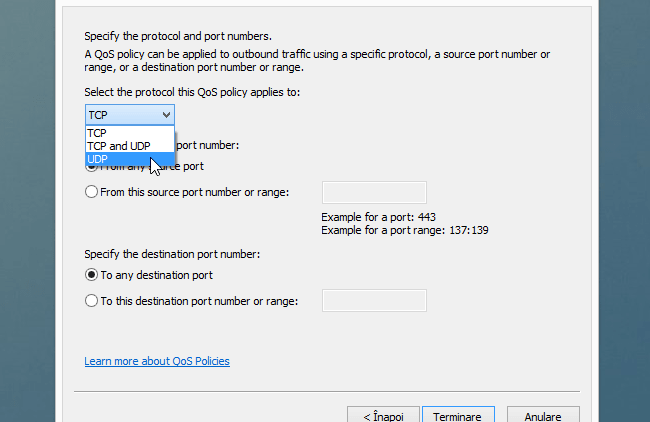 upd pentru limitarea vitezei de upload