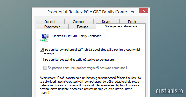 se permite acestui dispozitiv sa activeze computerul
