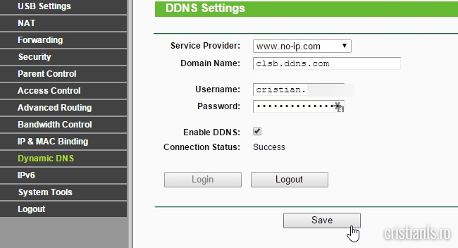 actualizare adresa IP dinamica de catre router