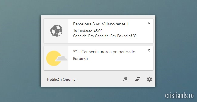 centrul notificari chrome