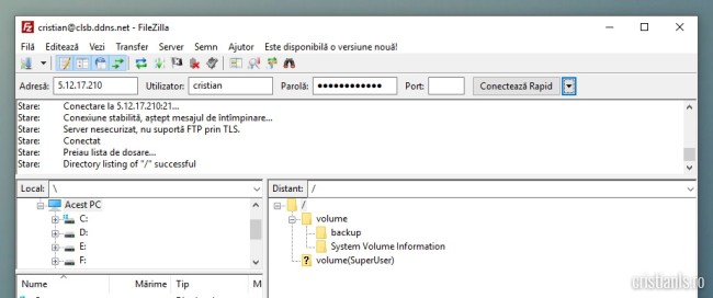 conectare la contul FTP