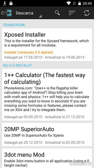 Descarca module Xposed Framework