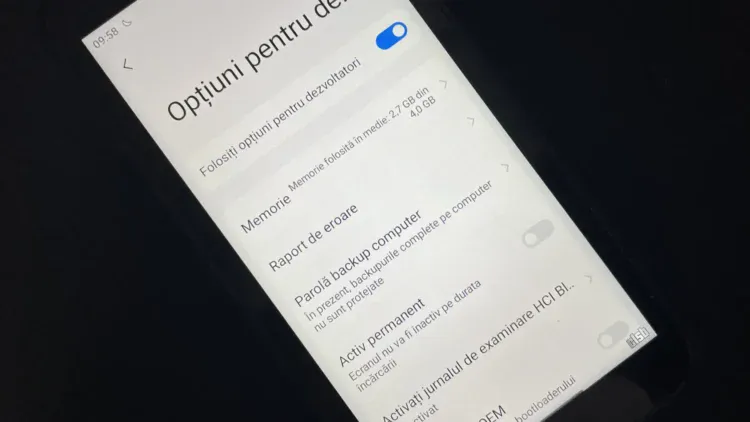 activare opțiuni pentru dezvoltatori în telefonul cu Android