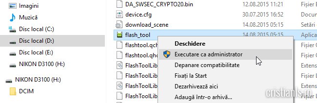 flash_tool - excecutare ca administraro