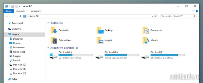 Windows Explorer în Acest PC