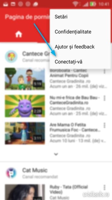 conectare youtube la contul google