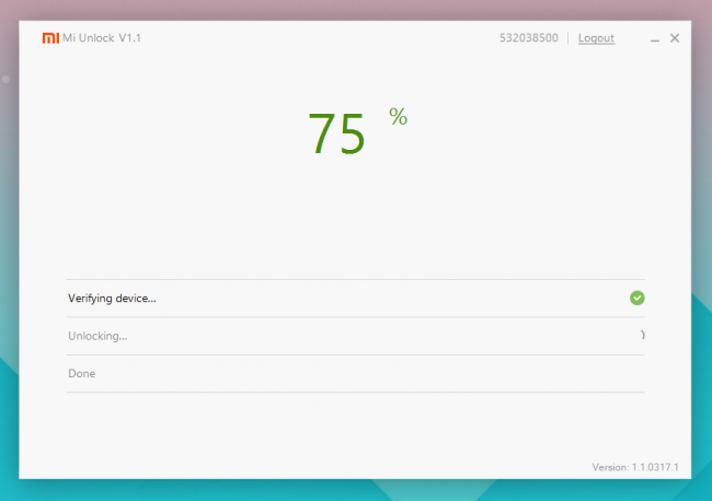Mi Unlock 75%