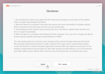 Mi Unlock Disclaimer