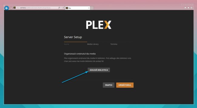 adauga biblioteca in Plex Media Server