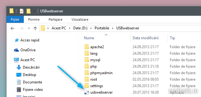 executare usbwebserver.exe