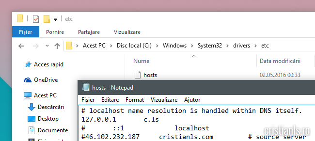 fisierul hosts