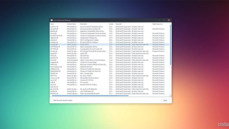 list of attached modules