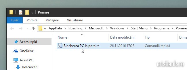 comanda rapida blocare pc