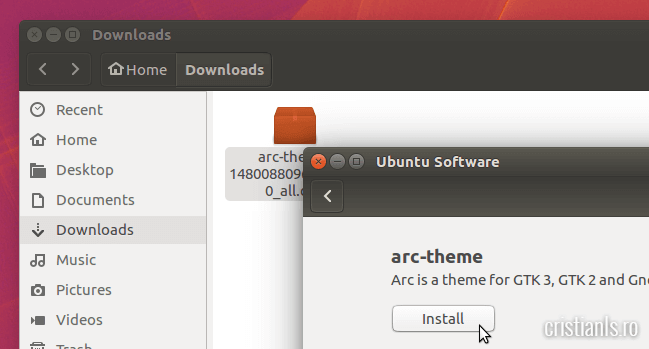 instalarea temei arc in ubuntu