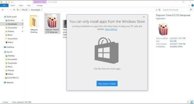 You can only install apps from the Windows Store