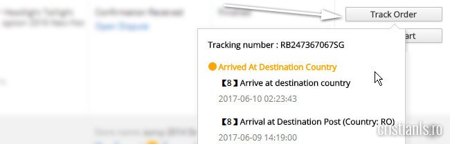 urmărirea comenzii plasate pe aliexpress