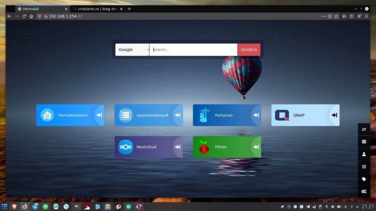 Heimdall - homepage găzduit în Raspberry Pi