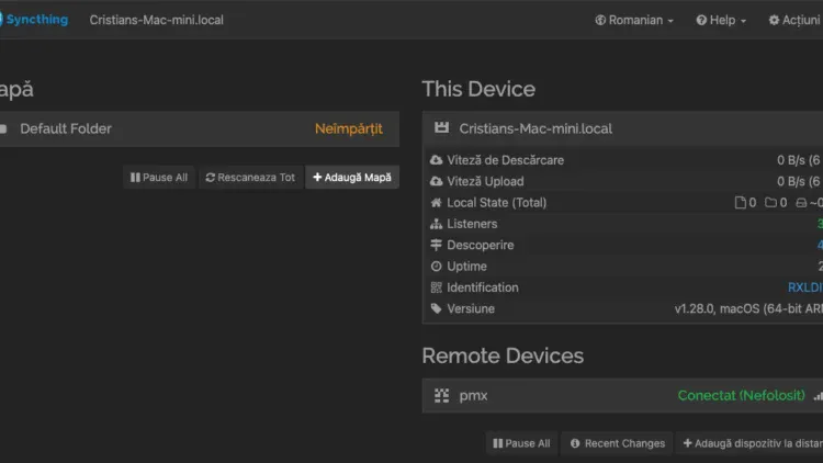 Syncthing: sincronizare fișiere în rețea