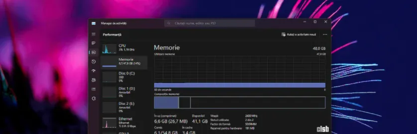cantitatea totală de memorie RAM utilizată de computer