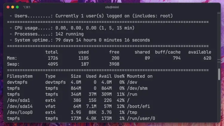 Centmin Mod - informații server