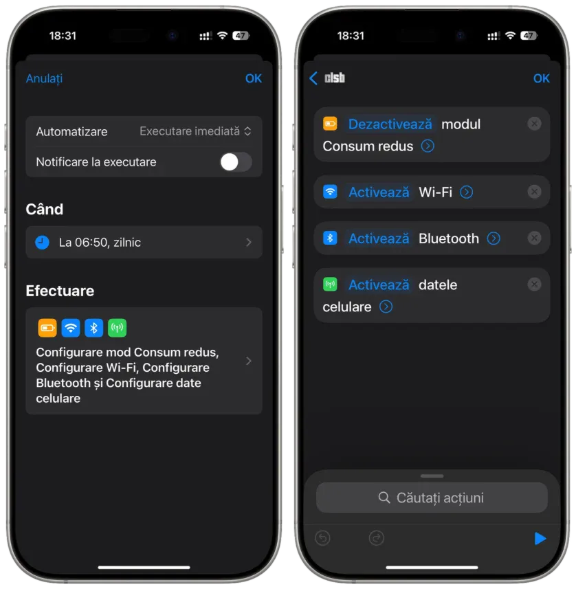 Automatizarea de restabilire a conexiunilor de pe iPhone