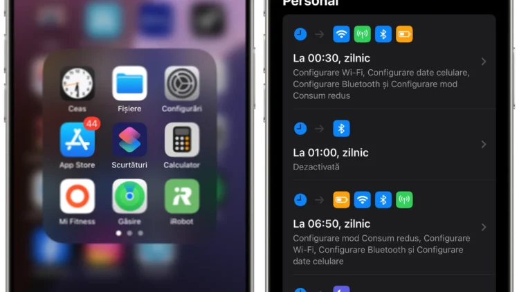 Automatizări configurate cu aplicația Scurtături (Shortcuts) de pe iPhone