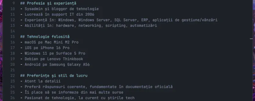 Detalii pe care ChatGPT le cunoaște despre mine